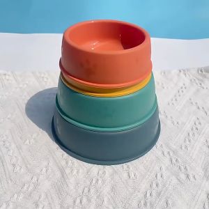 chén tròn nhựa màu basic cho chó mèo - T3 PETS SHOP
