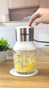 Máy xay thịt tỏi ớt đa năng HAATZ CIM382 công suất 500w gồm 1 cối inox 2.5L 1 cối thủy tinh 0.75L