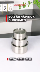 Bát inox có nắp Chockmen đúc cao cấp tô inox có nắp âu inox có nắp camen inox mang đồ ăn cơm hấp trộn tủ lạnh lò vi sóng