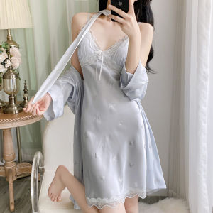 MONLEYTA | Ice Silk Summer Sleepwear Womens Strap Nightgown Cool Feeling Sleep Dress Short Skirt Length Sleeveless Brand MONLEYTA