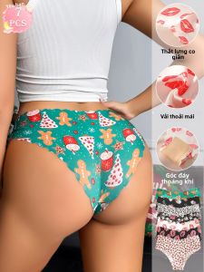 Bộ 7 Quần Lót Tam Giác Liền Mạch Co Giãn Ôm Sát Dành Cho Nữ Mặc Thoải Mái Hàng Ngày Chất Liệu Dệt Kim Chủ Đề Giáng Sinh & Halloween