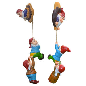 【New Arrival】 Climbing Gnome Sculpture Resin White Beard Dwarf Art Statue DIY Miniature Little Man Ornament Courtyard Tree Decoration