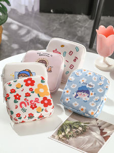 Floral Zipper Coin Purse Mini Cute Small Bag for Girls Earphone Storage Pouch Student Childrens Wallet Korean Style Square Shape