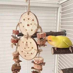 🇸🇬 Parrot Educational Nail Pulling Logs Toy for Nibbling and Tearing Durable Corn Husk Pinecone Bird Chewing Toys