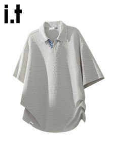 izzue | Textured Simple Short Sleeve Mens Polo Shirt