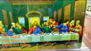 Himalaya Painting Last Supper 35cmx50cm Fiber Glass with Aluminum Frame Sintraboard Decorative Wall