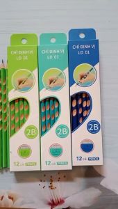 Bút chì định vị thông minh ngòi mềm 2B thanh đậm (hộp 12cây kèm 1 gọt chì dưới đáy hộp)