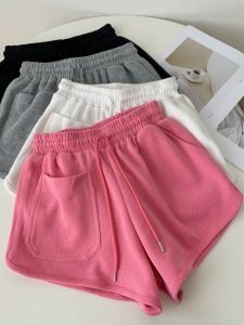 Quần Short Nữ Dáng Rộng Phong Cách Retro Mỹ Quần Thể Thao Thường Ngày Cho Bé Gái Quần Ống Rộng Cạp Cao Quần Bó Mùa Hè