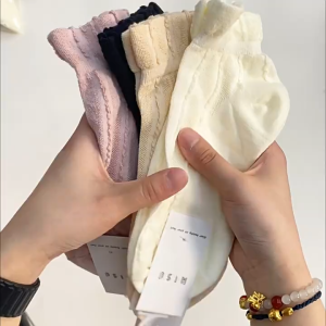 CEEKEY ถุงเท้าผู้หญิงฤดูใบไม้ผลิฤดูร้อนถุงเท้าผ้าฝ้ายบาง ๆ ตาข่ายถุงเท้าเด็กหญิงเรือ ถุงเท้าลำลองฤดูร้อน