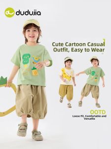 DUDUJIA | Bộ Áo Thun và Quần Harem Trẻ Em Hình Cartoon