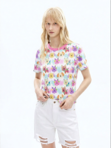 Juicy Couture | Colorful Doodle Puppy Print Cotton T-shirt for Women