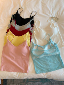 Sweet Lace Splice Strap Vest Women Summer Inner Wear Outer Wear Chest Pad Integrated Beautiful Back Top Sinbounboun Bra