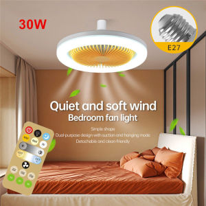 Quạt Trần Angelila 30W Có Đèn Và Điều Khiển Từ Xa E27 Bóng Đèn LED Đèn Quạt AC85V-265V Đèn Trần 2 Trong 1 Đèn Sáng Tạo Thông Dụng