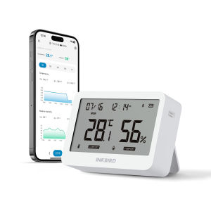 INKBIRD ITH-21-B Bluetooth Smart 6-in-1 Thermo-Hygrometer Clock Indoor Temperature and Humidity Monitor with Time Date APP Control Custom Comfort Levels
