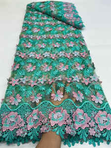 Swiss Voile Lace Fabric 3D Flower Applique with Stones Super Quality African Wedding Dress Material for Women 2026