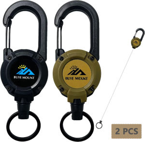 2-Pack Heavy Duty Retractable Keychain Tactical ID Badge Reel with 22.8" Steel Cord Carabiner Badge Holder