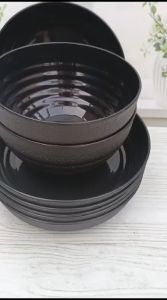 SATU SET 6 PCS ISI 3 PIRING RAMEN CEKUNG DAN 3 MANGKUK MIE RAMEN BAHAN PLASTIK KUALITAS FOOD GRADE