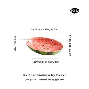 YOGEHOME | Dĩa Sứ Họa Tiết Dưa Hấu Bằng Tay