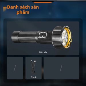 Đèn Pin LED 180000LM COB Công Suất Cao Có Thể Sạc Lại Với Góc Chiếu 360 Độ ° Đèn Nhiều Màu Sắc Không Thấm Nước Cho Cắm Trại Ngoài Trời Và Đi Bộ Đường Dài