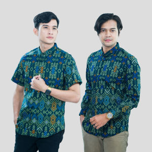 NFZ Kemeja Batik Pria Lengan Panjang Ungu Long Batik Purple Songket 6803 & NFZ Kemeja Batik Pria Lengan Pendek Purple Motif Songket Murah 6803B