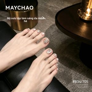 MAYCHAO | Sơn Móng Chân Trắng Đỏ Bóng