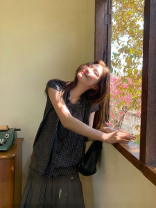 NIHAOKANONG | Áo Sơ Mi Caro Cổ Kết Nơ