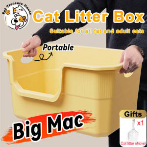 【Big Mac】Cat Litter Box Large Capacity Cat Litter Pan Large Space Convenience Grips Litter Box