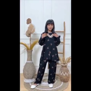 Setelan Anak Perempuan Bahan Rayon Tebal Adem Motif Pita Usia 5-10 tahun