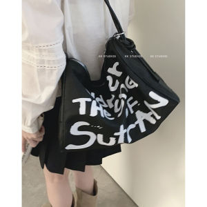 Nylon Canvas Tote Bag for Women Summer 2023 New Letter Pattern Large Capacity Crossbody Bag Underarm Bag Casual Style