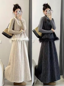XUECAIQI | Stylish Comfort High Neck Top Vest Skirt 3 Pieces