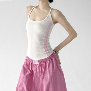 MUYUZI | American Style Contrast Border Vest Slimming Summer Outfit