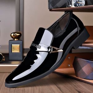 ALVIN Leather Shoes Mens Business Formal Wear Shoes British Set of Feet Black Casual Leather Shoes#8834