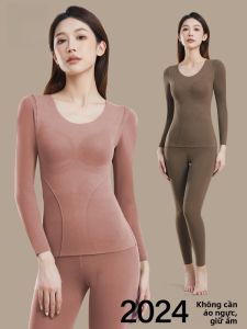 MiiOW | Bộ đồ lót nữ MiiOW Cat Person ấm áp dày dặn có lớp lông cừu dài tay cổ tròn thoải mái mềm mại mùa thu đông không đường may