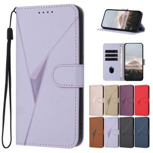 Cute 3D Triangle Flip Case for OPPO A3X A3 A60 A79 A80 A58 A78 A57 A57e A77s A16 A54 A55 A15 A15s Reno 12F 11 Pro 5G Leather Wallet Case Creative Line Embossed Phone Cover