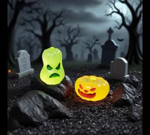 40pcs Miniature Halloween Figurine Set Luminous Figurine Miniature Halloween Cartoon Pumpkin Ghost Micro Landscape Ornaments