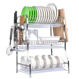 Kệ chén Inox 3 tầng Hobby home decor KC3T cao cấp khay nhựa hứng nước