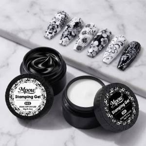 Mpow 1/2pcs 15g Black White Stamping Gel Polish Transfer Nail Art for Plate Design Semi Permanent Soak Off UV LED Manicure Tool