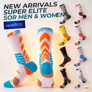 1 Pair Basketball Sports Socks Breathable Cotton Comfortable Sweat Absorbent Athletic Socks for Running Cycling Gym Outdoor Men Women Free Size Multi Color
