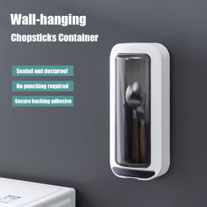 ภาชนะตะเกียบครัวแบบแขวนผนังภาชนะตะเกียบแบบหมุนกล่องเก็บของตะเกียบสำหรับทำให้สะเด็ดน้ำในครัวเรือนแบบไม่มีที่เจาะ