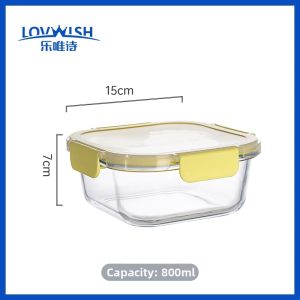 NERVISHI | Sealed Microwave Safe High Borosilicate Glass Square Food Storage Container