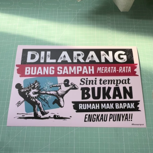 Warning. It is prohibited to throw garbage on average. Funny Sticker Sign Sticker. Dont Waste Keep Clean. No Litter Littering