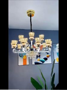 【10 year warranty】Modern crystal chandelier LED living room light High end crystal luminous arm restaurant bedroom ceiling lamp chandelier