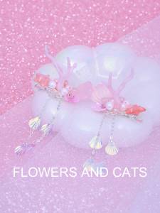 Original Dragon Horn Hair Clip for Girls in Pink Ancient Chinese Style Childrens Fashion Accessories Floral And Cat Brand