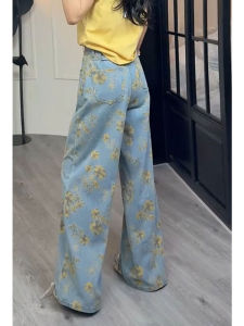 Quần Jeans Denim Ống Rộng Kiểu Dáng Rộng Thời Trang Mùa Hè 2025 Cho Nữ Quần Dài Dài Đến Sàn Có Vò Móng Hoa Kiểu Dáng Rộng