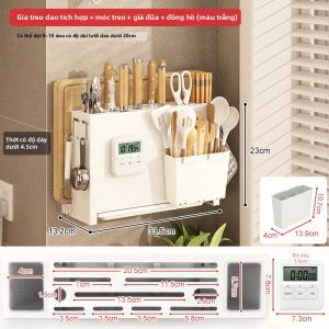 ZHUOLESHI | Tấm Đặt Dao Thớt Kệ Đũa Treo Tường Không Cần Khoan