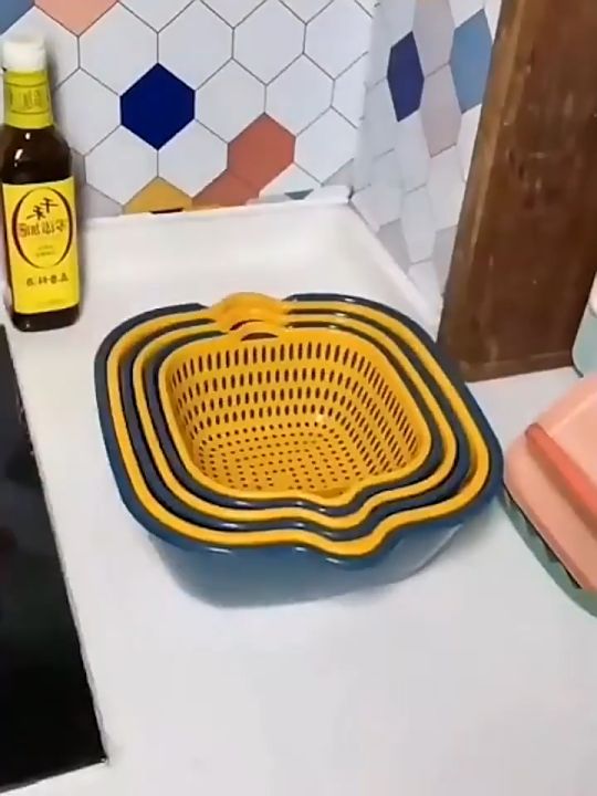 Set 6/8 món rổ kèm chậu bộ 3/4 rổ và chậu, thau nhựa rửa rau củ đựng ...