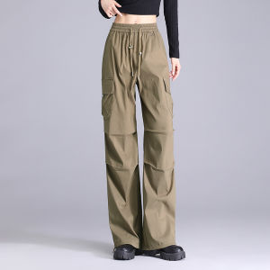 High Waist Drawstring Outdoor Windproof Soft Shell Workwear Trousers Straight Leg Sports Pants for Women Autumn New Arrival