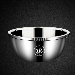 Thickened 316 Stainless Steel Basin Home Use Vegetable Washing Basin Rice Washing Drainage Basin with Lid Multi Purpose Soup Basin