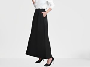 Rok panjang payung skirt scuba premium model joda hitam dan putih formal untuk kerja
