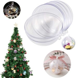 5/6/8/10cm Transparent Ball Open Plastic Clear Bauble Ornament Christmas Party Hanging Pendant Gift Package Supplies